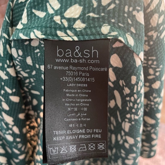ba&sh Green and White Mini Dress